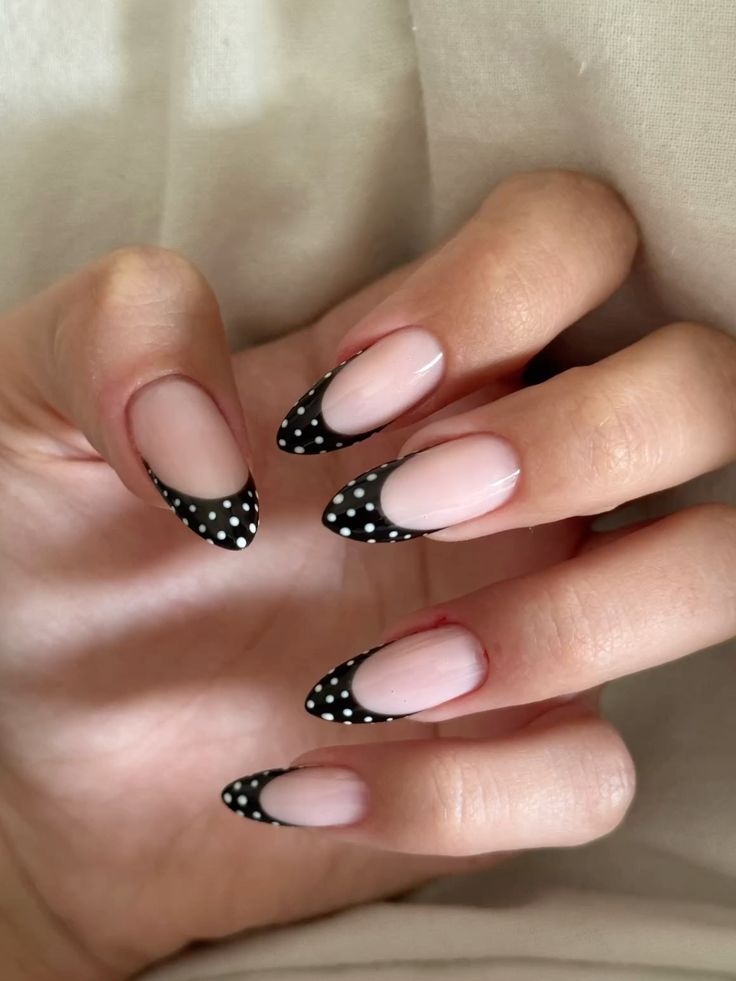 Black Polka Dot French Tip