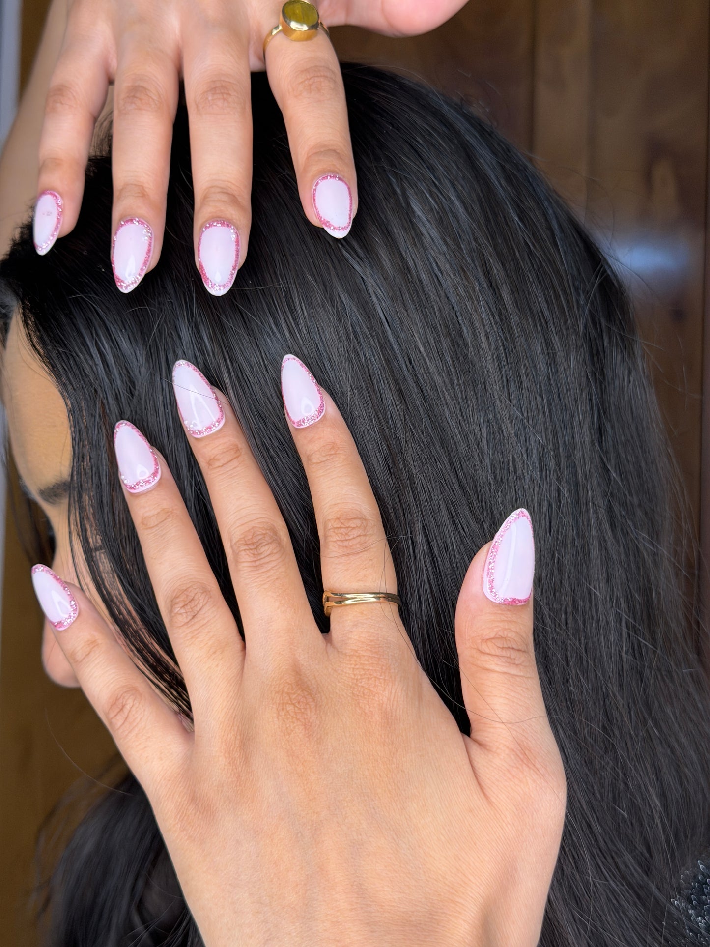 Cotton Candy Glitter French