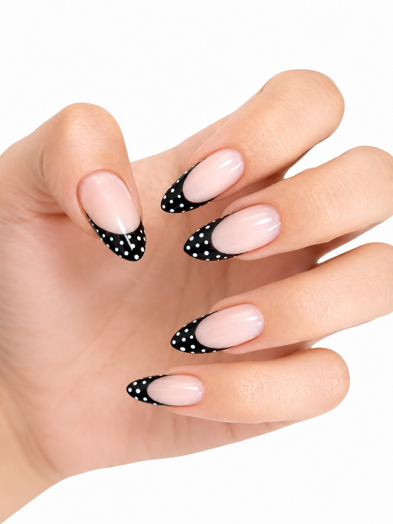 Black Polka Dot French Tip