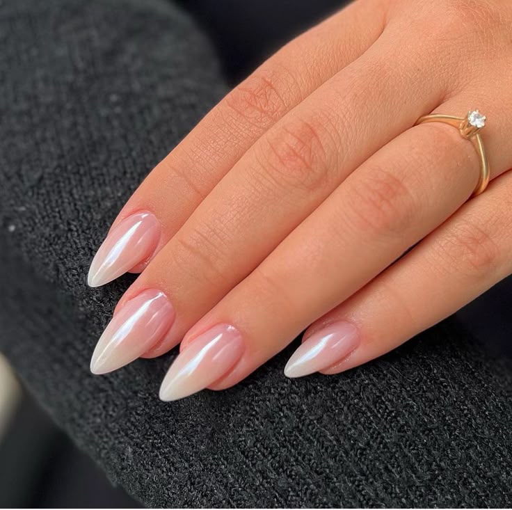 Nude pink Ombre with Chrome